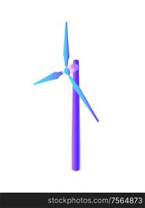 Wind energy electric power generation isolated icon vector. Electricity with alternative technologies, resources generator with propeller turbines. Wind Energy Electric Power Generation Isolated