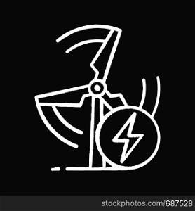 Wind energy turbine chalk icon. Renewable resources. Windmill. Clean energy. Isolated vector chalkboard illustrations. Wind energy turbine chalk icon