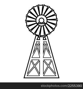 Wind generator contour outline line icon black color vector illustration image thin flat style simple. Wind generator contour outline line icon black color vector illustration image thin flat style