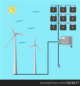Wind generator for web and mobile. Green energy. Vector.