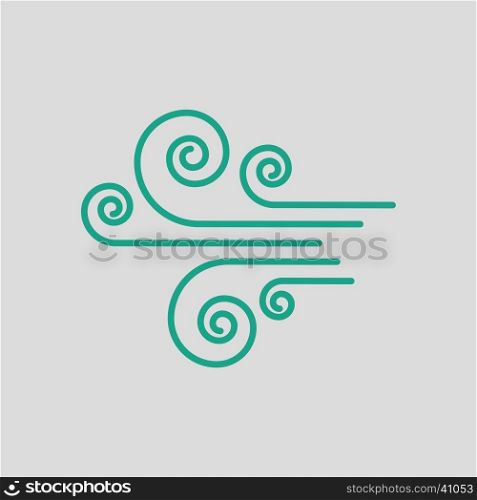 Wind icon. Gray background with green. Vector illustration.