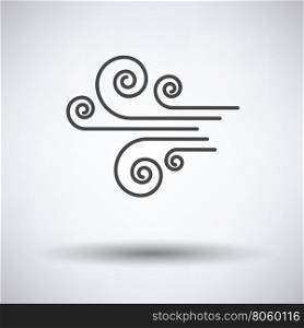 Wind icon on gray background with round shadow. Vector illustration.