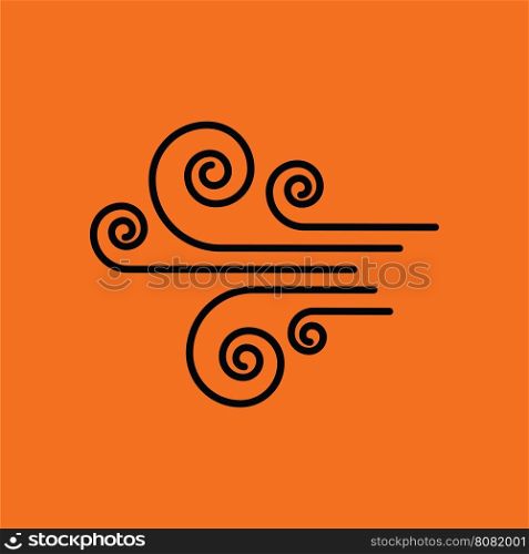 Wind icon. Orange background with black. Vector illustration.
