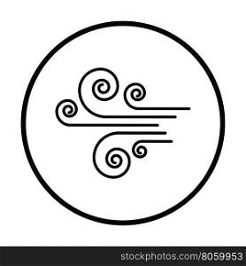 Wind icon. Thin circle design. Vector illustration.