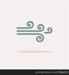 Wind. Icon with shadow on a beige background. Weather flat vector illustration