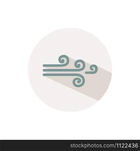Wind. Icon with shadow on a beige circle. Fall flat vector illustration