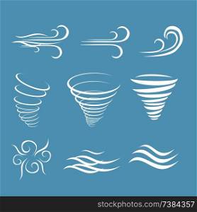 Wind icons nature, wave flowing