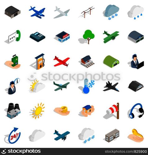 Wind icons set. Isometric style of 36 wind vector icons for web isolated on white background. Wind icons set, isometric style