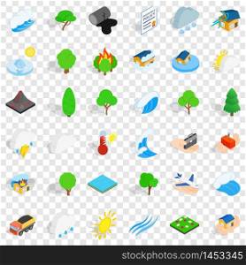 Wind icons set. Isometric style of 36 wind vector icons for web for any design. Wind icons set, isometric style