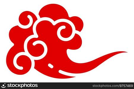 Wind in korean style. Red holiday decoration symbol isolated on white background. Wind in korean style. Red holiday decoration symbol