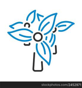 Wind Mill With Leaves In Blades Icon. Editable Bold Outline With Color Fill Design. Vector Illustration.