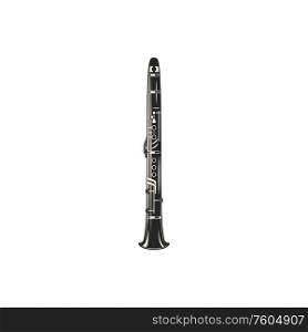 Wind musical instrument flute isolated. Vector aerophone or reedless music woodwind device. Reedless flute isolated wind musical instrument