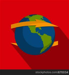 Wind on earth icon. Flat illustration of wind on earth vector icon for web. Wind on earth icon, flat style.