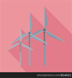 Wind power plant icon. Flat illustration of wind power plant vector icon for web design. Wind power plant icon, flat style