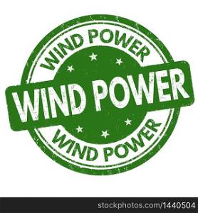 Wind power sign or stamp on white background, vector illustration
