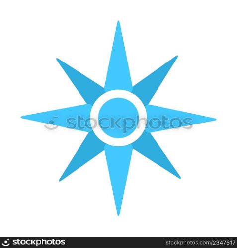 Wind rose semi flat color vector object. Full sized item on white. Cartographic element. Blue eight pointed star simple cartoon style illustration for web graphic design and animation. Wind rose semi flat color vector object
