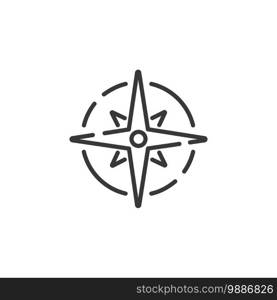 Wind rose sign thin line icon. Isolated outline weather vector illustration