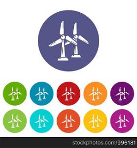 Wind station icons color set vector for any web design on white background. Wind station icons set vector color