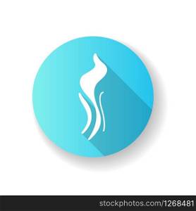 Wind swirl blue flat design long shadow glyph icon. Cold fresh air. Whirlwind. Aromatic fragrance. Smoke puff, steam, breeze. Blowing wind spirals. Silhouette RGB color illustration