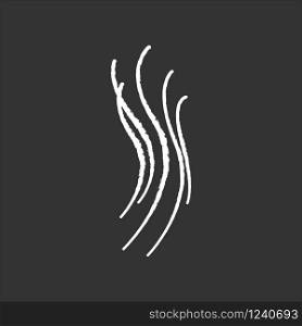 Wind swirl chalk white icon on black background. Cold fresh air. Whirlwind. Good smell, evaporation. Aromatic fragrance. Breeze. Blowing wind spirals. Isolated vector chalkboard illustration