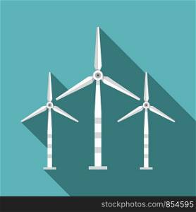 Wind turbine icon. Flat illustration of wind turbine vector icon for web design. Wind turbine icon, flat style