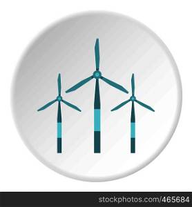 Wind turbine icon in flat circle isolated on white background vector illustration for web. Wind turbine icon circle