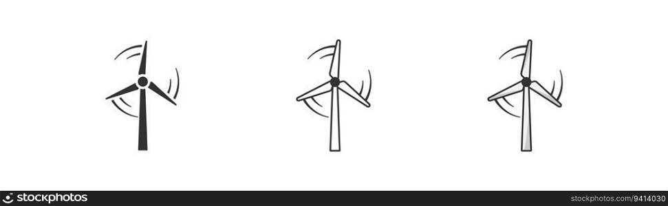 Wind turbine icon isolated. Green energy symbol. Ecology, generator, windmill, environment, eco. Outline, flat and colored style. Flat design. Vector illustration.