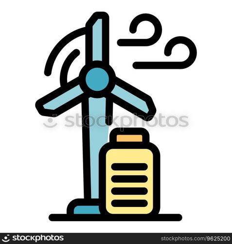 Wind turbine icon outline vector. Energy plant. Eco panel color flat. Wind turbine icon vector flat