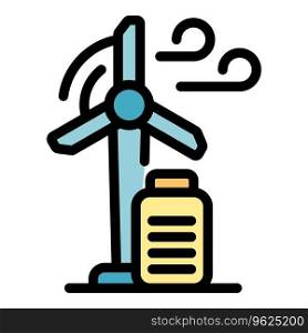 Wind turbine icon outline vector. Energy plant. Eco panel color flat. Wind turbine icon vector flat