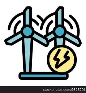 Wind turbine plant icon outline vector. Eco resource. Recycle fuel color flat. Wind turbine plant icon vector flat
