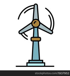 Wind turbine plant icon. Outline wind turbine plant vector icon color flat isolated. Wind turbine plant icon color outline vector