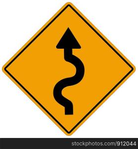 winding road sign on white background. flat style. winding road symbol.