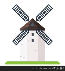 Windmill, flat vector illustration