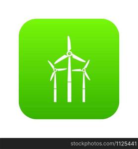 Windmill icon digital green for any design isolated on white vector illustration. Windmill icon digital green