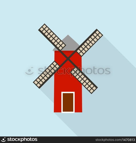 Windmill icon. Flat illustration of windmill vector icon for web design. Windmill icon, flat style