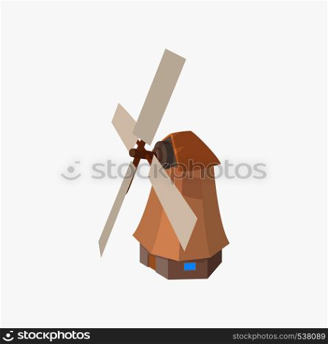 Windmill icon in cartoon style on a white background. Windmill icon, cartoon style