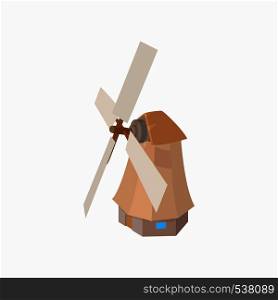 Windmill icon in cartoon style on a white background. Windmill icon, cartoon style