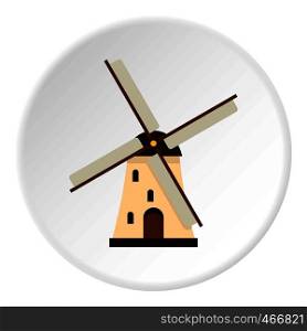 Windmill icon in flat circle isolated vector illustration for web. Windmill icon circle