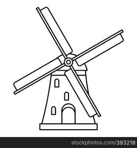 Windmill icon. Outline illustration of windmill vector icon for web. Windmill icon, outline style