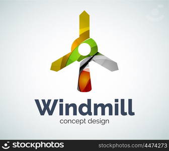 Windmill logo template, abstract elegant glossy business icon