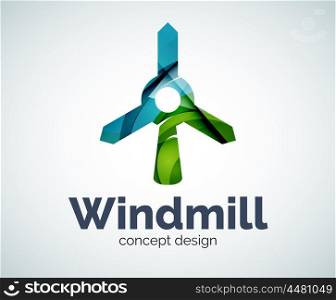 Windmill logo template, abstract elegant glossy business icon