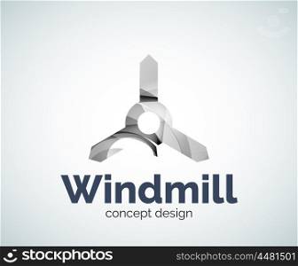 Windmill logo template, abstract elegant glossy business icon