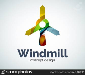 Windmill logo template, abstract elegant glossy business icon