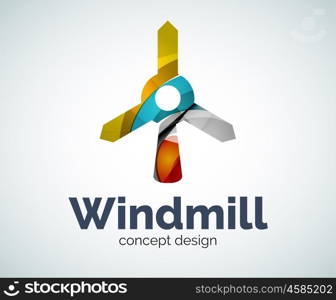 Windmill logo template, abstract elegant glossy business icon