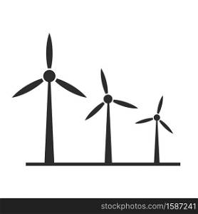 Windmill vector icon or logo. Wind energy sumbol. Rotating mills isolated on a white background. Vector illustration.