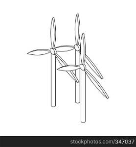 Windmills for electric power production icon in isometric 3d style on a white background. Windmills for electric power production icon