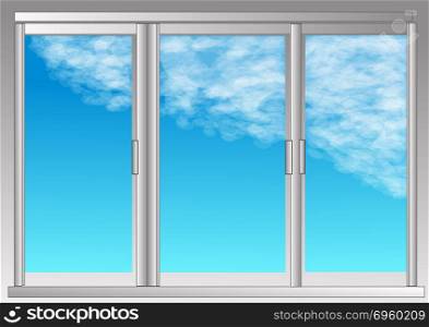 window and sky with clouds. window and sky