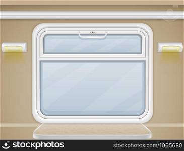 window and table in the train compartment vector illustration
