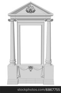 Window aperture with columns on whte background