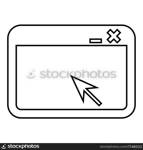 Window application with arrow Browser concept web page icon outline black color vector illustration flat style simple image